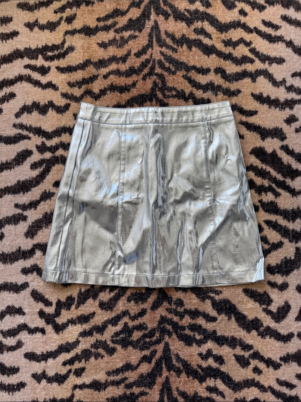 Metallic Silver Mini Skirt